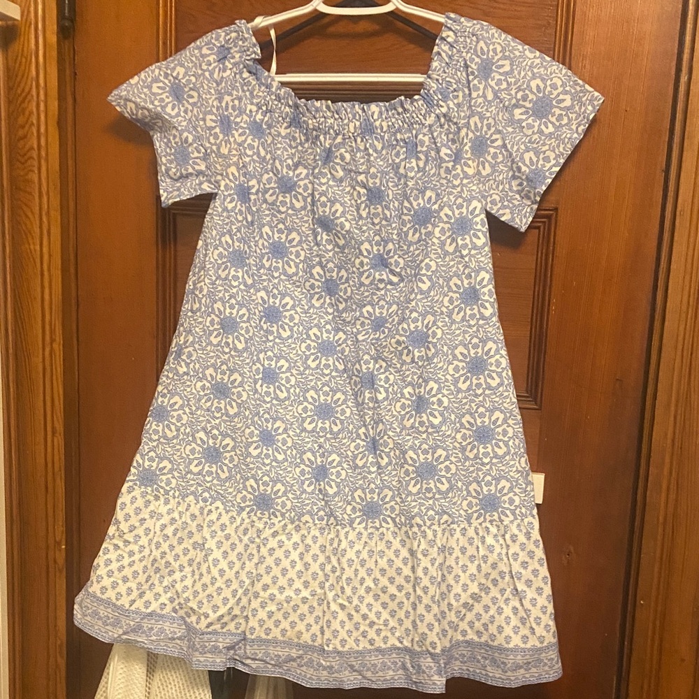 Blue and White Floral Kids Dress